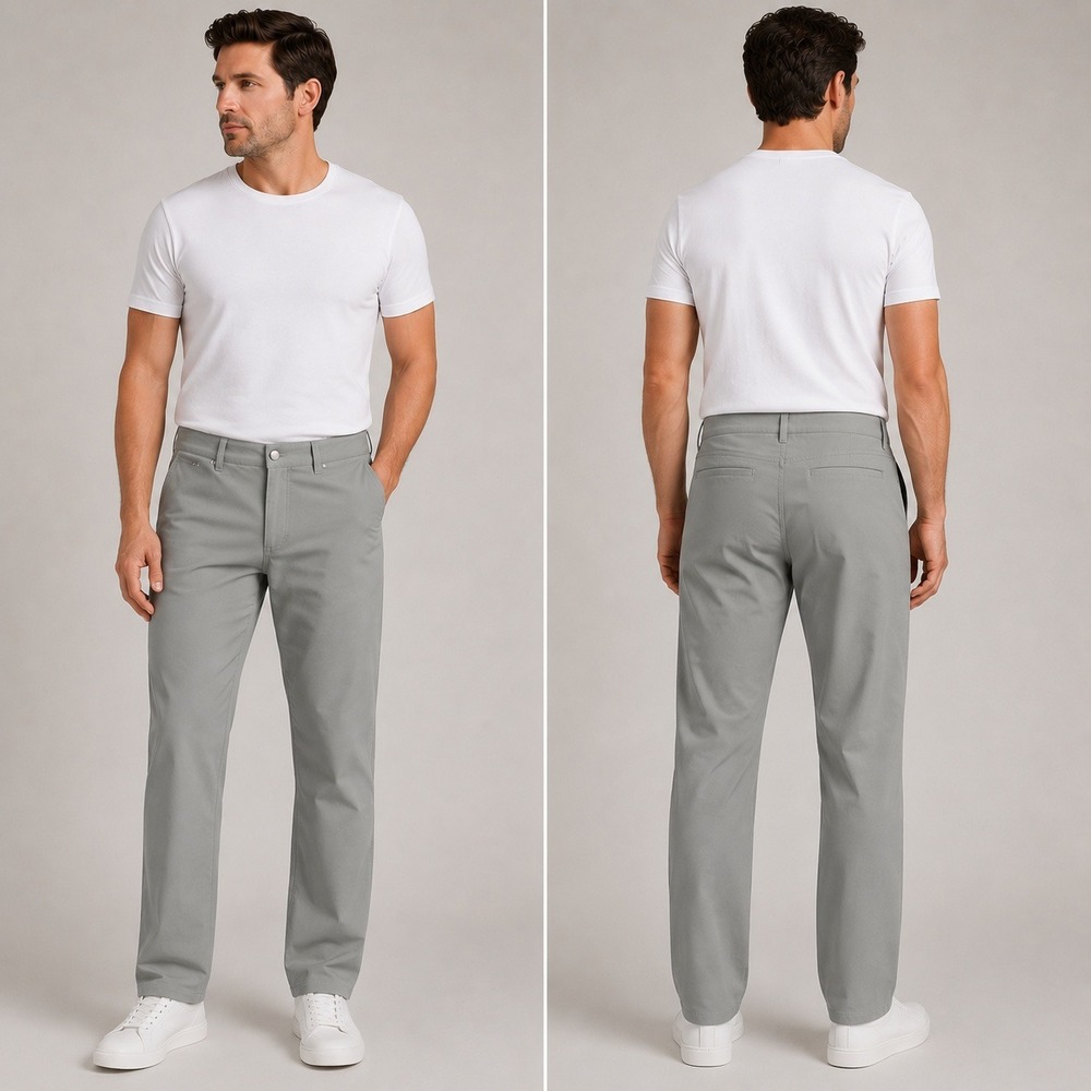 Greg Norman Mens Grey Golf Pants Performance Flat Front Trousers 35x29